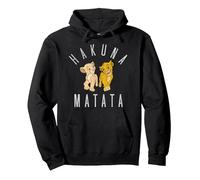 Disney Le Roi Lion Nala et Simba Hakuna Matata Sweat à Capuche, Unisexe pour adultes, Noir, S