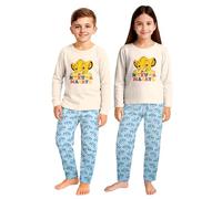 Disney Le Roi Lion Pyjama Enfant Mixte Simba, Haut Manches Longues + Pantalon, Beige/Bleu, 98/104