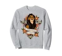 Disney Le Roi Lion Scar Je suis entouré d'idiots Sweatshirt, Unisexe pour adultes, Gris Chiné, S