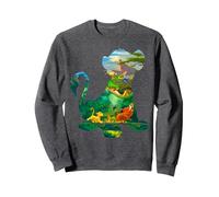 Disney Le Roi Lion Timon Pumbaa Simba Silhouettes Fill Sweatshirt, Unisexe pour adultes, Chiné Foncé, M