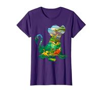 Disney Le Roi Lion Timon Pumbaa Simba Silhouettes Fill T-Shirt, Femme, Violet, XXL