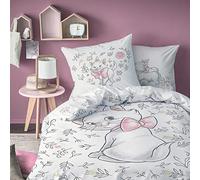 Disney Les Aristochats Champêtre Parure de Lit Fille 140x200 cm | 100% Coton | Oeko-Tex | Housse de Couette Enfant 1 Personne 140x200 cm + 1 Taie d'oreiller 63x63 cm Imprimées Réversibles | Blanc