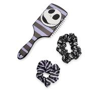 Disney L'Étrange Noël de Monsieur Jack Ensemble brosse à cheveux et chouchou pour femme | Brosse à pompon et palette pour adultes avec visage de Jack Skellington 3D en noir
