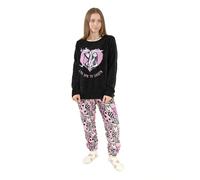 Disney L'Étrange Noël de Monsieur Jack : Ensemble pyjama femme noir et rose à manches longues et jambes longues Jack Skellington et Sally | Pyjama polaire douillet | Citation « Je t'aime à en mourir »