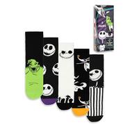 Disney L'Étrange Noël de Monsieur Jack Skellington Lot de 5 paires de chaussettes mollet | Chaussettes unisexes pour adultes avec têtes | À porter au quotidien et pour Halloween