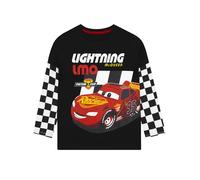 Disney Lightning McQueen T-Shirt Enfant, Tee Shirt Garcon Manches Longues, Cars Tee Shirt Enfant, Noir 5-6 Ans