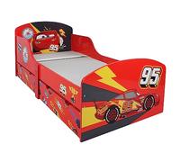 Disney Lightning McQueen Toddler Bed with Storage, Engineered Wood, Red, Small