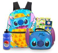 Disney Lilo And Stitch Backpack and Lunch Box Bundle - 4 Pc Set With 16" Stitch School Bag, Stitch Lunch Bag, And More For Boys And Girls | Stitch School Supplies Set
