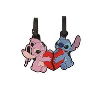 Disney Ensemble d'étiquettes à bagages Lilo and Stitch Bleu, Rose et Rouge – 2 pièces