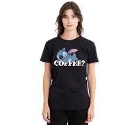 Disney Lilo and Stitch Coffee Womens Classic T Shirt, Black, Noir, XXL Femme
