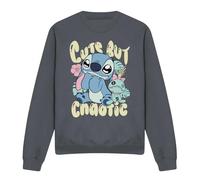 Disney Lilo and Stitch Cute But Chaotic Adults Crew Sweatshirt, Charcoal Maillot de survêtement, Charbon, S Mixte