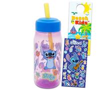 Disney Lilo and Stitch Ensemble de bouteilles d'eau avec paille et autocollants Motif Stitch