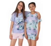 Disney Lilo and Stitch Girls 2 Pack Pyjamas | Kids Pink Purple Just Chill Animated Alien T-Shirts Shorts Set | Produits dérivés Movie Sleepwear