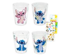 Disney Lilo and Stitch Lot de 4 verres à shot avec mini verres de 42,5 g avec autocollants Stitch Plus, plus de mini tasses