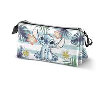 Disney Trousse à crayons Lilo et Stitch Ocean – 3 compartiments – Ripstop hydrofuge – Bleu