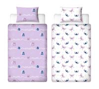 Disney Lilo and Stitch Parure de lit Simple sous Licence Officielle | Design Chill Design réversible Double Face avec taie d'oreiller Assortie | Parfait pour Chambre d'enfant | Polycoton