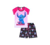 Disney Lilo and Stitch Pyjama court en coton pour femme Motif I Hate Mornings, rose, 40-42