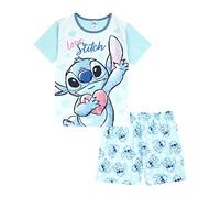 Disney Lilo and Stitch Pyjama court pour fille de 5 à 15 ans, produit officiel, bleu, 5-6 ans