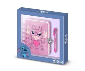 Disney Lilo et Stitch Angel Heart-Pack de Journal Plush + Stylo 6 Couleurs, Rose