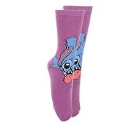 Disney Lilo et Stitch Chaussettes demi-jambes pour garçons et adultes en coton, aubergine, 36-38
