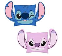 Disney Lilo et Stitch Coussin en Forme Officiel | Coussin Ultra Doux | Design réversible Chill avec Angel et Stitch | Parfait pour Chambre ou Salon