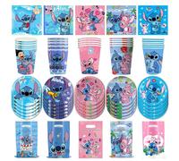 Disney Lilo et Stitch décoration de fête d'anniversaire fille garçon vaisselle jetable sac de bonbons nappe papier tasse assiette fournitures Kit Cup 10Pcs