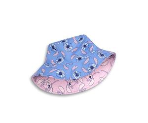 Disney Lilo et Stitch Girls Chapeau de Seau réversible | Point Bleu et Design Ange Rose | Chapeaux de Protection Solaire décontractés | Accessoires en Tissu Doux pour Enfants