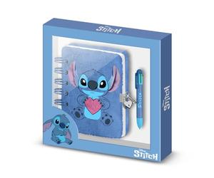 Disney Lilo et Stitch Heart-Pack de Journal Plush + Stylo 6 Couleurs, Bleu