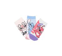 Disney Lilo et Stitch Lot de 3 paires de chaussettes en coton pour filles et filles, multicolore avec personnages Stitch et ange, Blanc, 23-26