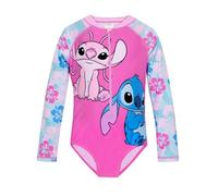 Disney Lilo Et Stitch Maillot De Bain Fille | Maillot De Bain Stitch à Manches Longues | Âges 5 à 13 Ans | Rose 11-12 Ans