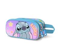 Disney Lilo et Stitch Mischievous-Trousse 3D Double, Bleu 22 x 10 cm