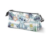 Disney Trousse à crayons Lilo et Stitch Ocean – 3 compartiments – Ripstop hydrofuge – Bleu