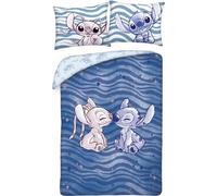 Disney Lilo et Stitch - Parure de lit Bacia Angel - Housse de Couette réversible 140x200 cm + Taie d'oreiller 70x90 cm - Multicolore - 100% Coton