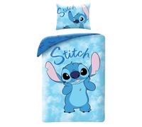 Disney LILO et STITCH - Parure de lit simple réversible 140 x 200 cm et taie d'oreiller 70 x 90 cm - Multicolore - 100 % coton OEKO-TEX