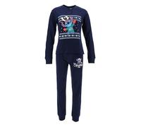 Disney Lilo et Stitch, Pyjama Long, Femme (FR/ES, Alpha/Lettres, S, Taille Normale, Taille Normale, Bleu Marine)