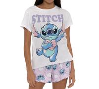 Disney Lilo et Stitch Pyjamas | Pyjamas Stitch pour Femmes | Vêtements de Nuit Courts pour Femmes | Blanc M