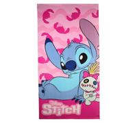 Disney LILO ET Stitch, Serviette, 100x140 cm, Mixte, Garçon, Fille, Toile, Plaid, Serviette de Plage, Serviette de Bain, Linge, Coton, Modèle AYM-096STITCH-BTM S1-TU, Rose