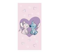 Disney Lilo et Stitch Serviette de plage Love, rose, 100 % coton, 70 x 140 cm