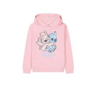 Disney Lilo et Stitch - Sweat-shirt rose avec capuche pour filles - Motif Stitch et Angel, rose, 8-9 ans