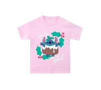 Disney Lilo et Stitch T-Shirt de Noël | T-Shirt de Noël Lilo et Stitch pour Filles | Cadeaux pour Les Filles | Rose | 7-8 Ans