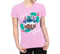 Disney Lilo et Stitch T-Shirt Femme | Hauts de Noël Stitch pour Femmes | Cadeaux pour Femmes | Rose | Petite