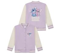 Disney Lilo et Stitch Veste Varsity Bomber pour Filles - Manteau Style Baseball avec Motif Stitch et Angel pour Enfants, violet, 6-7 ans