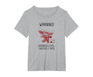 Disney Lilo & Stitch 626 Stitch Day Warning Badness Level T-Shirt, Femme Grandes tailles, Gris Chiné, 5X