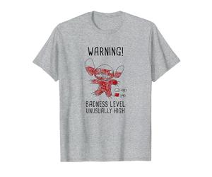 Disney Lilo & Stitch 626 Stitch Day Warning Badness Level T-Shirt, Homme, Gris Chiné, 3XL