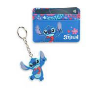 Disney Lilo & Stitch Stitch Ensemble portefeuille bleu pour femme | Porte-carte et porte-clés avec motif floral | Marchandise rétro pour tous les âges | Marchandise Lilo & Stitch