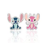 Disney Lilo & Stitch Boucles d'oreilles à tige - Fleur et Stitch ou Ange et Stitch - Boucles d'oreilles Disney - Disney Jewellery, Argent sterling, Pas de gemme