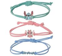 Disney Lilo & Stitch Lot de 3 bracelets d'amitié Licence officielle Stitch et Angel Cord