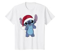 Disney Lilo & Stitch Chapeau de Père Noël Stitch T-Shirt, Enfant, Blanc, 12 ans
