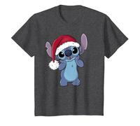Disney Lilo & Stitch Chapeau de Père Noël Stitch T-Shirt, Enfant, Chiné Foncé, 3 ans