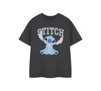 Disney Lilo & Stitch College Girls T-Shirt Blanc à Manches Courtes | Tee-Shirt Graphique Mignon pour Les Adolescents | Haut de Personnage Ohana Stitch | Cadeau de vêtements Varisty
